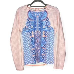 Cabana Life Women's Boho Print Long Sleeve Rash Guard Large